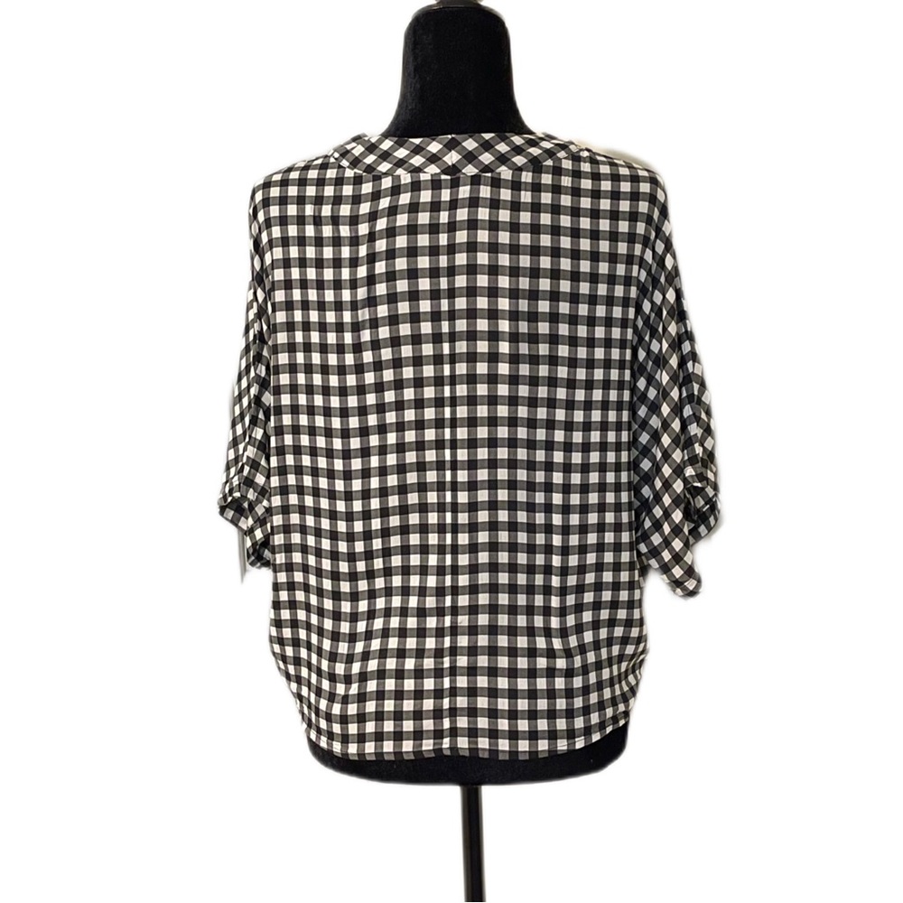 Express Gingham Button Down Front Tie Crop Top - image 6